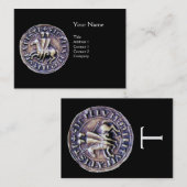 騎士テンプラーモノグラムブラックグレーのシール 名刺 (正面/裏面)
