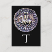 騎士テンプラーモノグラムブラックグレーのシール 名刺 (裏面)