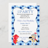 騎士ドラゴンの男の子の誕生日のパーティの招待状 招待状 (正面/裏面)