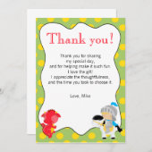 騎士ドラゴンの黄色緑のサンキューカード サンキューカード (正面/裏面)