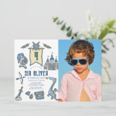 騎士ドラゴンキャッスル中世誕生日写真 招待状 (スタンド正面)