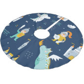 騎士ドラゴンキャッスル子供っぽいパターン ブラッシュドポリエステルツリースカート (アングル)