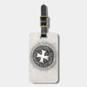 騎士パーソナライズされたテンプラール中世クロスシール ラゲッジタグ (正面縦)
