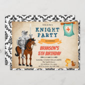 騎士プリンス テーマの誕生日招待状 招待状 (正面/裏面)