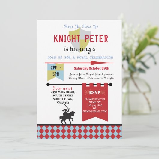 騎士プリンセス中世バースデーパーティー招待状 招待状 (スタンド正面)