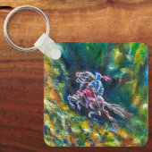 騎士ランスロット、緑の森に乗馬 キーホルダー (正面)