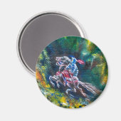 騎士ランスロット、緑の森に乗馬 マグネット (正面/裏面)