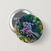 騎士ランスロット、緑の森に乗馬 缶バッジ (正面&裏面)