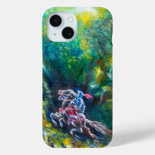 騎士ランスロット、緑の森に乗馬 iPhone 15ケース