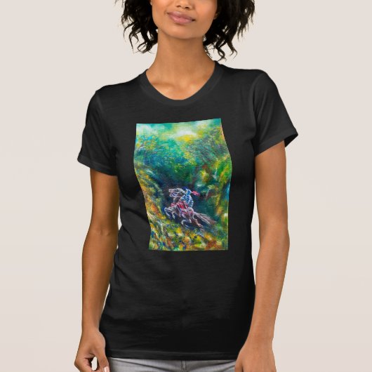 騎士ランスロット、緑の森に乗馬 Tシャツ (正面)