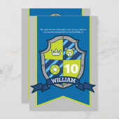 騎士中世のシールドキッズ10歳の誕生日招待状 招待状 (正面/裏面)