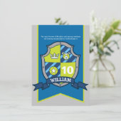 騎士中世のシールドキッズ10歳の誕生日招待状 招待状 (スタンド正面)