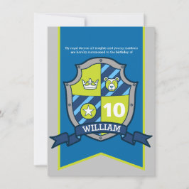 騎士中世のシールドキッズ10歳の誕生日招待状 招待状