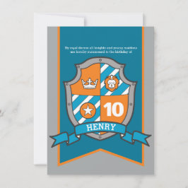 騎士中世のシールドキッズ10歳の誕生日招待状 招待状