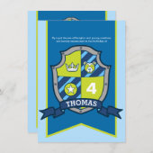 騎士中世シールドキッズ4th誕生日招待状 招待状 (正面/裏面)