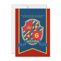 騎士中世シールドキッズ6th誕生日招待状