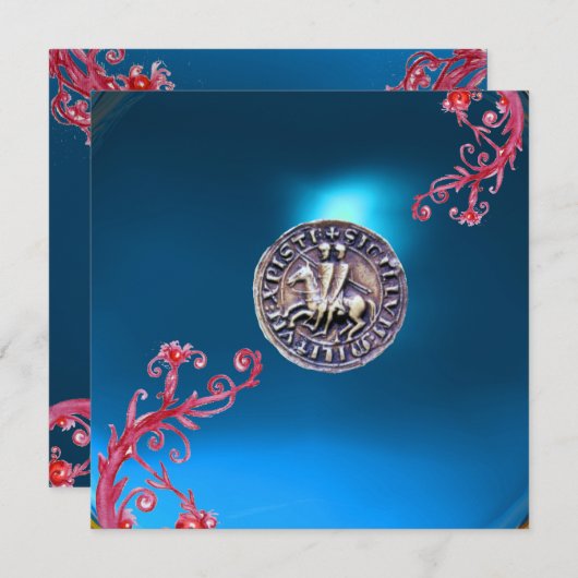 騎士団のサファイアブルーのシール 招待状 (正面/裏面)