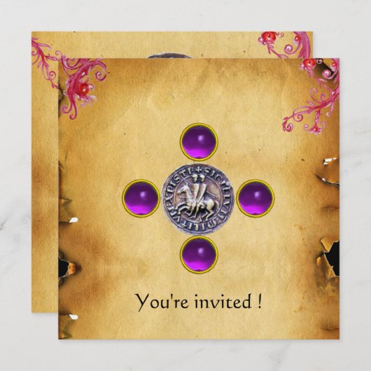 騎士団の宝石の紫のシール 招待状 (正面/裏面)