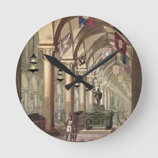 騎士団テンプルの墓， c.1820-39 （アクアチント） ラウンド壁時計 (正面)