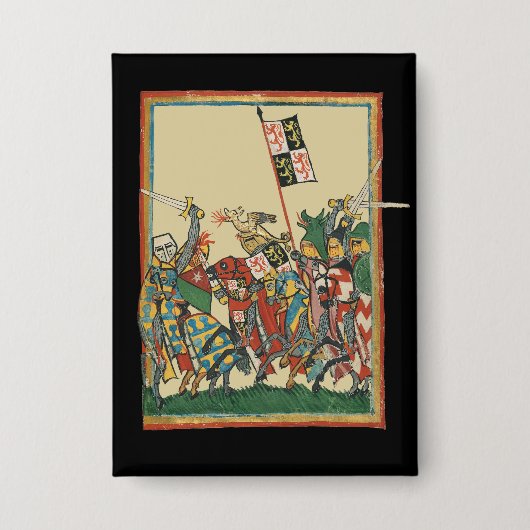 騎士団、14世紀Codex Manesse 缶バッジ (正面)