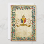 騎士道中世の原稿誕生日 招待状 (裏面)