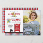 騎士 メディア・バースデーパーティーの写真 赤 招待状 (正面/裏面)