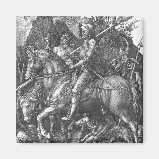 騎士、死と悪魔、1513年(版木、銅版、版画) マグネット (正面)