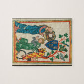 騎士、14世紀な中世原稿を持つ女性 ジグソーパズル (横)