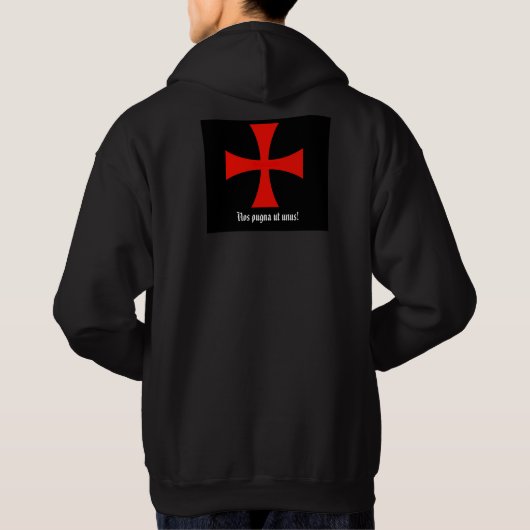 騎士Templarのフード付きスウェットシャツ パーカ (裏面)
