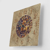 騎士Templarの中世シール スクエア壁時計 (傾斜)