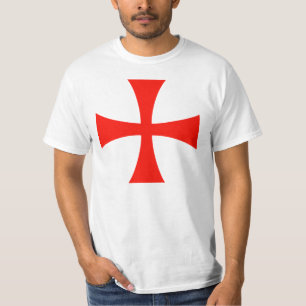 騎士Templarの十字の白 Tシャツ