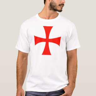 騎士Templarの十字の赤 Tシャツ