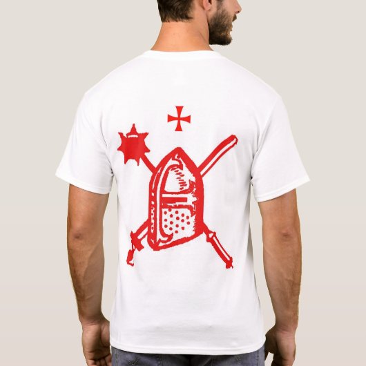 騎士Templarの舵輪、メースおよび剣のワイシャツ Tシャツ (裏面)