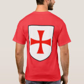 騎士Templarの黒い輪郭の盾のワイシャツ Tシャツ (裏面)
