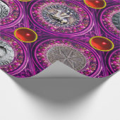 騎士TEMPLAR紫色の赤いルビー色の宝石のシール ラッピングペーパー (角)