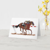 騎手が競走馬に乗る カード (黄色い花)