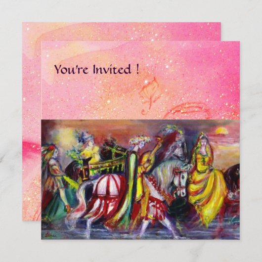 騎手たち、夜の音楽、ピンクゴールドの輝き 招待状 (正面/裏面)