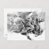 騎馬のインディアン首領：アメリカのワールドワイルドウェスト ポストカード (正面/裏面)