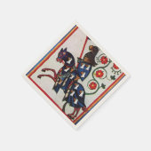 騎馬中世ミニチュアのブルーナイト スタンダードカクテルナプキン (角)