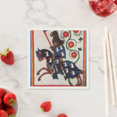 騎馬中世ミニチュアのブルーナイト スタンダードカクテルナプキン (インサイチュ)