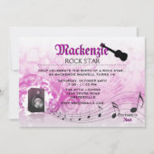 騒々しいピンクの誕生日のパーティの招待状を得よう 招待状 (正面)