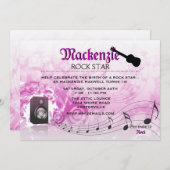 騒々しいピンクの誕生日のパーティの招待状を得よう 招待状 (正面/裏面)