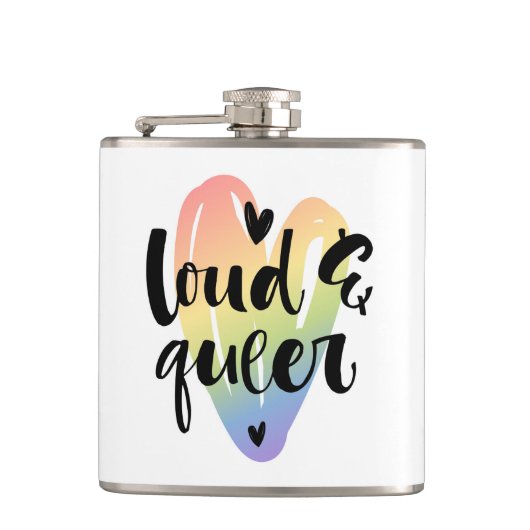 騒々しい同性愛者|水彩ハート フラスク (正面)