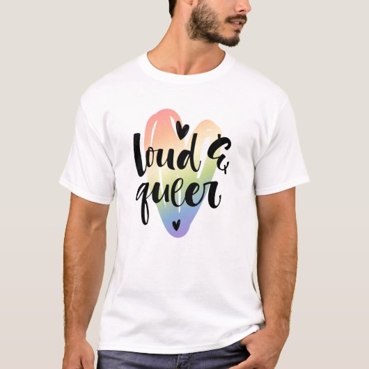 騒々しい同性愛者|水彩ハート Tシャツ (正面)