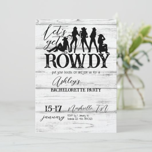 騒々しい女性のカーボーイバチェロレッテ 招待状 (スタンド正面)