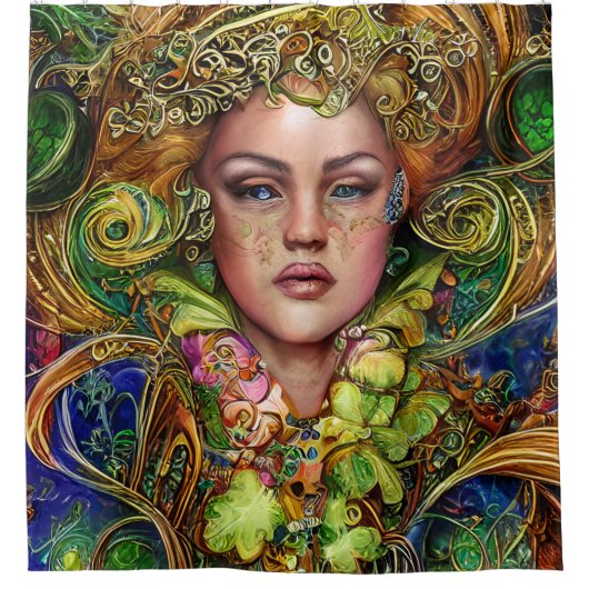 騒々しい女性の聖パトリックの日のアートワーク シャワーカーテン (正面)