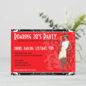 騒々しい20年のフラッパーガールレトロ招待状 招待状 (スタンド正面)
