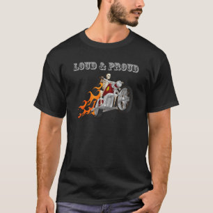 騒々しく及び誇りを持った: 骨組バイクもしくは自転車に乗る人及び炎: T Tシャツ