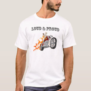 騒々しく及び誇りを持った: 骨組バイクもしくは自転車に乗る人及び炎: T Tシャツ
