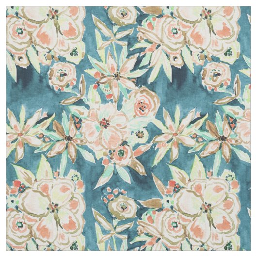 騒ぎの暗い水彩画のBohoの花柄 ファブリック (見本)